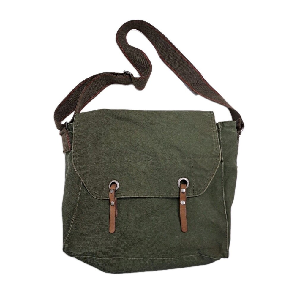 Vintage Old Navy Surplus Gear Canvas Messenger Bag Green Y2K Satchel Crossbody